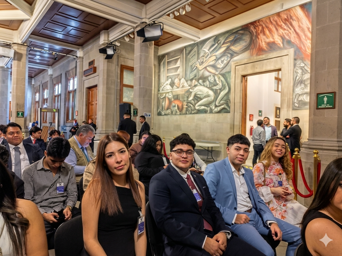 Alumnos de Derecho de la UC Querétaro durante la integración en el Corredor Gastronómico Aztlán, CDMX.
